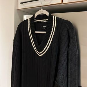 MALBON GOLF IVY CABLE KNIT SWEATER (BLACK)